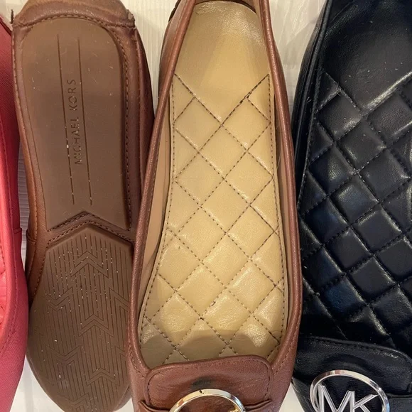 Michael Kors Quilted Flats in Pink, Brown, and Black- All 3 pairs Size 8- Bundle - Picture 3 of 7